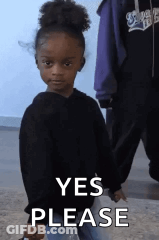 Little Girl Holding Water Saying Yes Please GIF