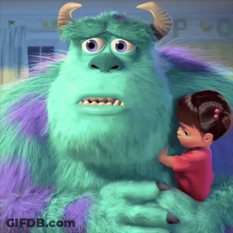Little Girl Hugging Monsters Inc Monster GIF