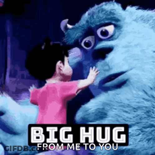 Little Girl Hugging Monsters Inc Monster GIF