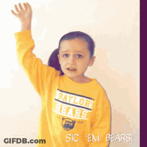 Little Girl In Baylor Bears Yellow Shirt GIF