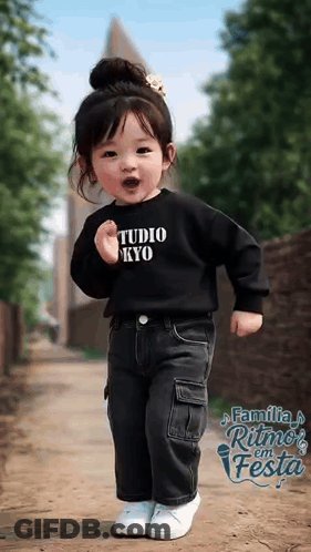 Little Girl In Black Sweatshirt Saying Studio Kyo GIF