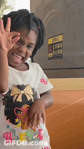 Little Girl In Blessed Shirt Giving OK Sign GIF