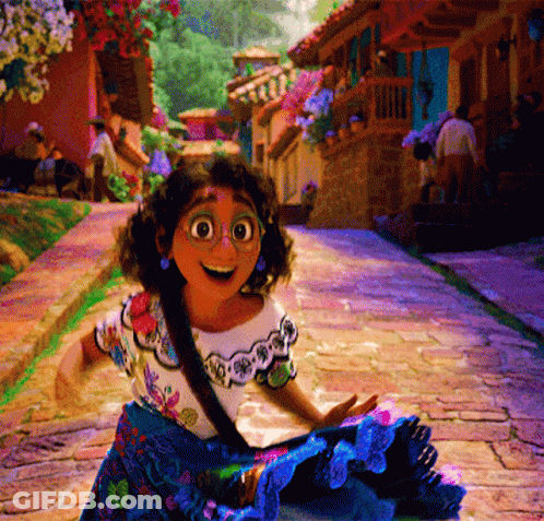 Little Girl In Blue And White Dress On Brick Street GIF