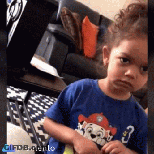 Little Girl In Blue Paw Patrol Shirt Number 3 GIF