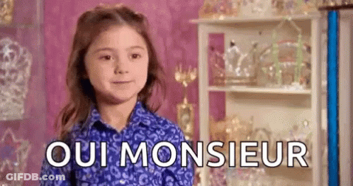 Little Girl In Blue Shirt Oui Monsieur GIF
