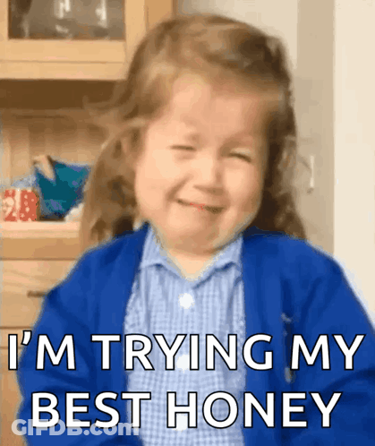 Little Girl In Blue Sweater Crying Saying I'm Trying My Best Honey GIF
