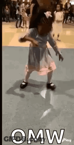Little Girl In Dress Dancing In Gym GIF