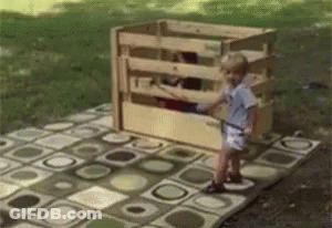 Little Girl In Front Of Wooden Fence GIF