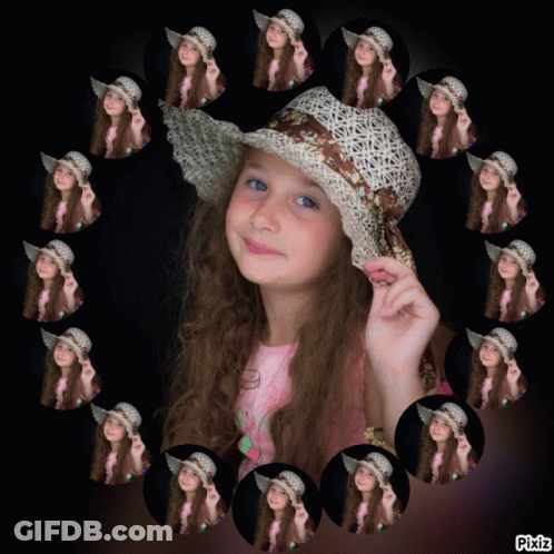 Little Girl In Hat Surrounded By Circles Pixiz GIF