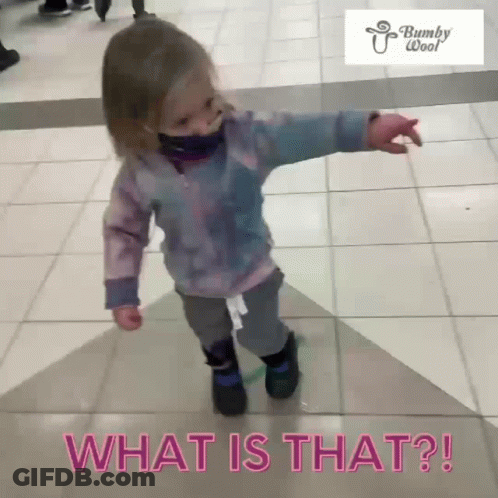 Little Girl In Mask Saying What Is That GIF