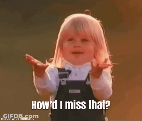 Little Girl In Overalls Holding Balloon Says How'd I Miss That GIF