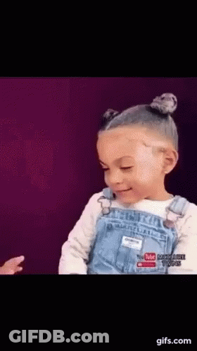 Little Girl In Overalls With YouTube Logo Shirt GIF