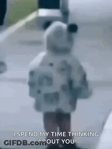 Little Girl In Panda Hoodie Says I Spend My Time Thinking About You GIF