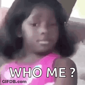 Little Girl In Pink Dress Asking Who Me GIF