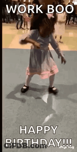 Little Girl In Pink Dress Dancing Work Boo Happy Birthday GIF