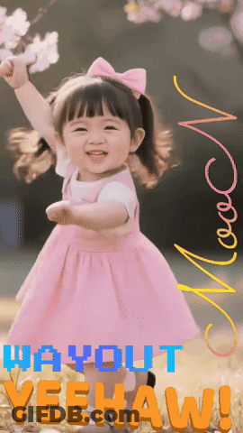 Little Girl In Pink Dress In Front Of Yayout Yeehaw Sign GIF