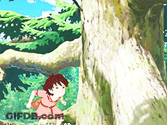 Little Girl In Pink Dress Running In Woods GIF