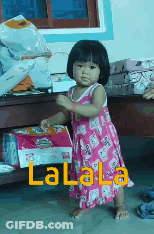 Little Girl In Pink Dress With Diapers Saying Lalala GIF
