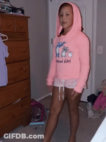 Little Girl In Pink Hoodie Weekend Vibes GIF