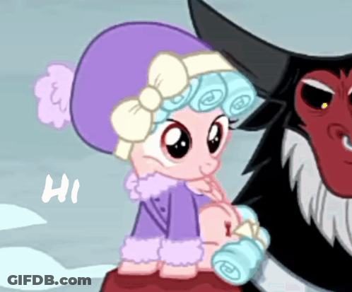 Little Girl In Purple Hat Standing Next To Monkey With Hi GIF