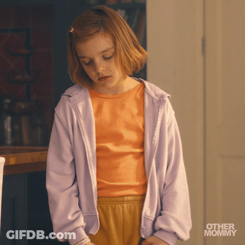 Little Girl In Purple Jacket And Orange Shirt Saying Other Mommy GIF