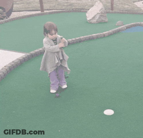 Little Girl In Purple Pants Playing Golf GIF