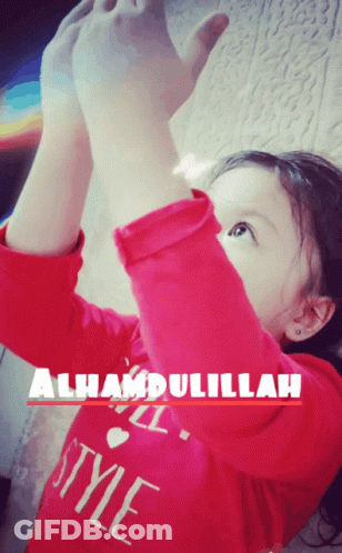 Little Girl In Red Alhamdulillah Shirt GIF
