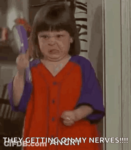 Little Girl In Red And Purple Dress Holding Scissors GIF