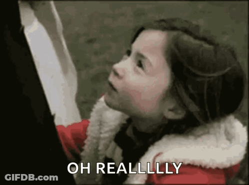 Little Girl In Red Jacket Saying Oh Really GIF