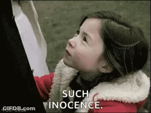 Little Girl In Red Jacket Saying Such Innocence GIF