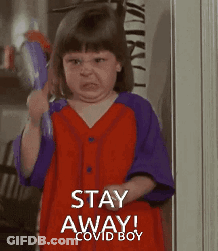 Little Girl In Red Purple Dress Says Stay Away Covid Boy GIF