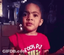 Little Girl In Red Shirt Rock Pu GIF