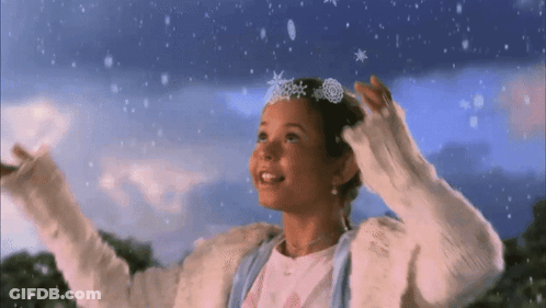 Little Girl In Snowflake Headband Looking Up GIF