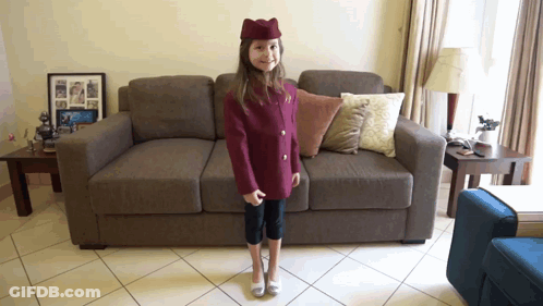 Little Girl In Stewardess Uniform GIF