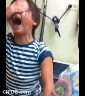 Little Girl In Striped Shirt Covering Eyes GIF