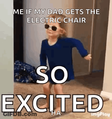 Little Girl In Sunglasses Walking Hallway Me If My Dad Gets The Electric Chair So Excite GIF