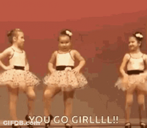 Little Girl In Tutu Dancing Saying You Go Girl GIF
