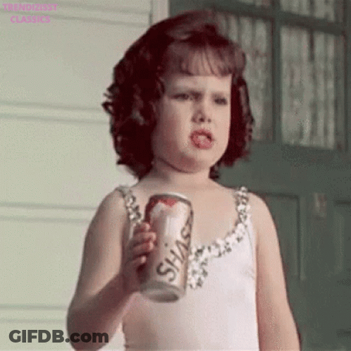 Little Girl In White Dress Holding Soda GIF