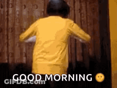 Little Girl In Yellow Shirt Dancing Good Morning GIF