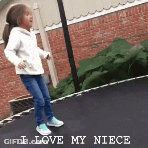 Little Girl Jumping On Trampoline Saying I Love My Niece GIF