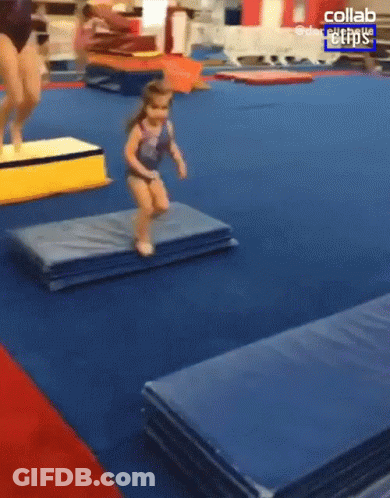 Little Girl Jumping Over Mat GIF