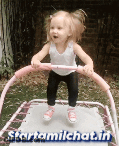 Little Girl Jumping Trampoline Starttamilchat.in GIF