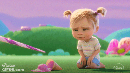 Little Girl Kneeling At Ice Cream Cone With Disney Logo GIF