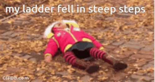 Little Girl Laying In Leaves My Ladder Fell GIF