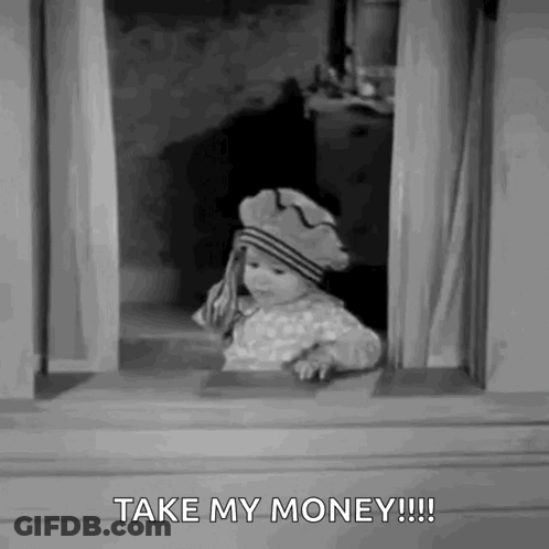 Little Girl Looking Out Window Saying Take My Money GIF