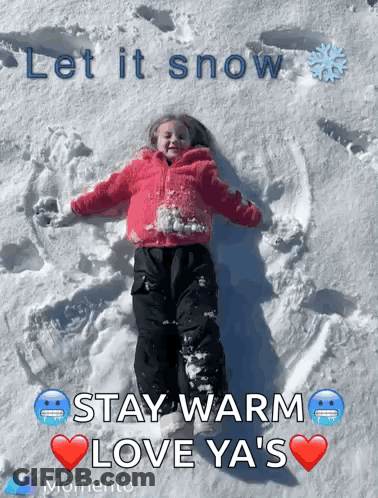 Little Girl Lying In Snow Let It Snow GIF