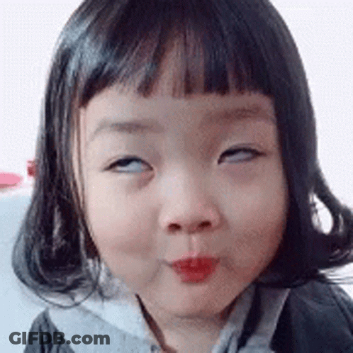 Little Girl Making Funny Face Eyes Closed GIF