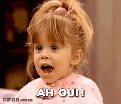 Little Girl Making Funny Face Saying Ah Oui GIF