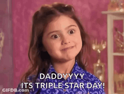 Little Girl Making Funny Face Says Daddyyy Its Triple Star Day GIF