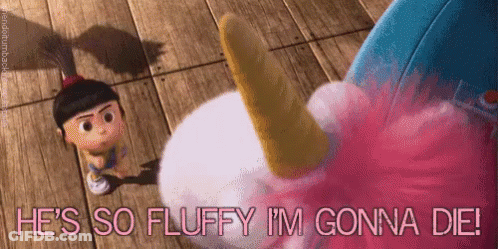 Little Girl Next To Stuffed Animal Saying He's So Fluffy I'm Gonna Die GIF